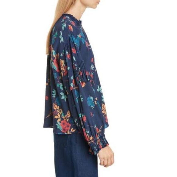 Sea New York Floral Print Ruffle Collar Mari Top Blouse 6 - Picture 11 of 12